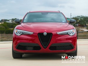Alfa Romeo Stelvio Front V Shield Grill Frame + Emblem Frame Kit - Carbon Fiber - Feroce Carbon